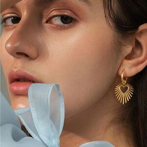 Gold heart hoop earrings N93